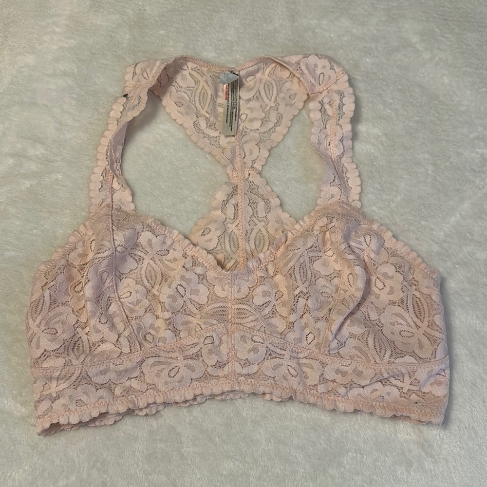 Intimately Free People pink lace racer back bralette Size S